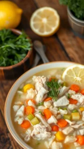 A Wholesome Chicken and Rice Soup with a Zesty Twist