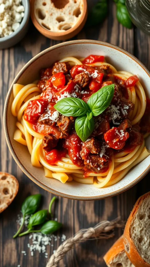 Banza Pasta with Savory Beef Marinara