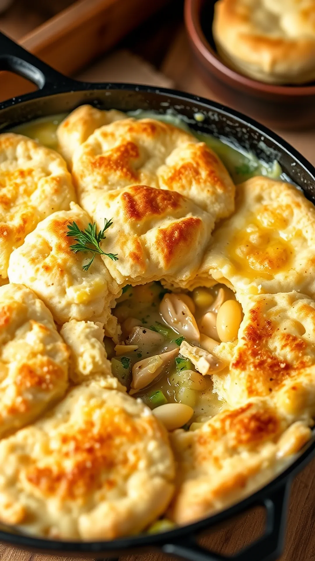 Skillet Chicken Pot Pie with Biscuit Topping