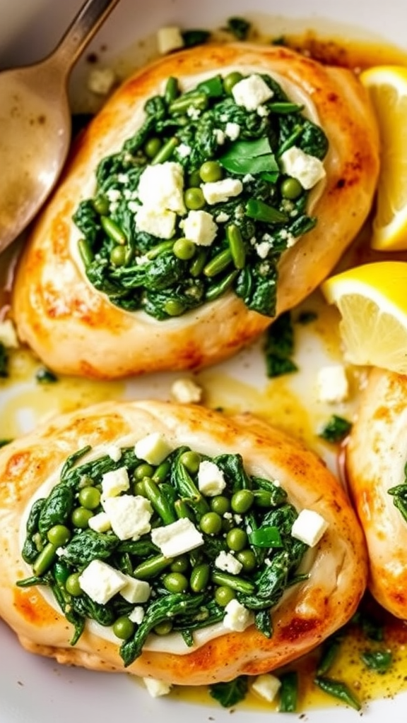 Keto Spanakopita Stuffed Chicken with spinach and feta filling