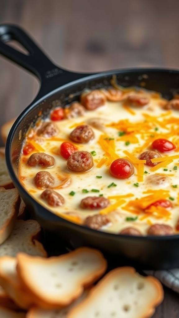 A delicious hot sausage cream cheese rotel dip served with tortilla chips