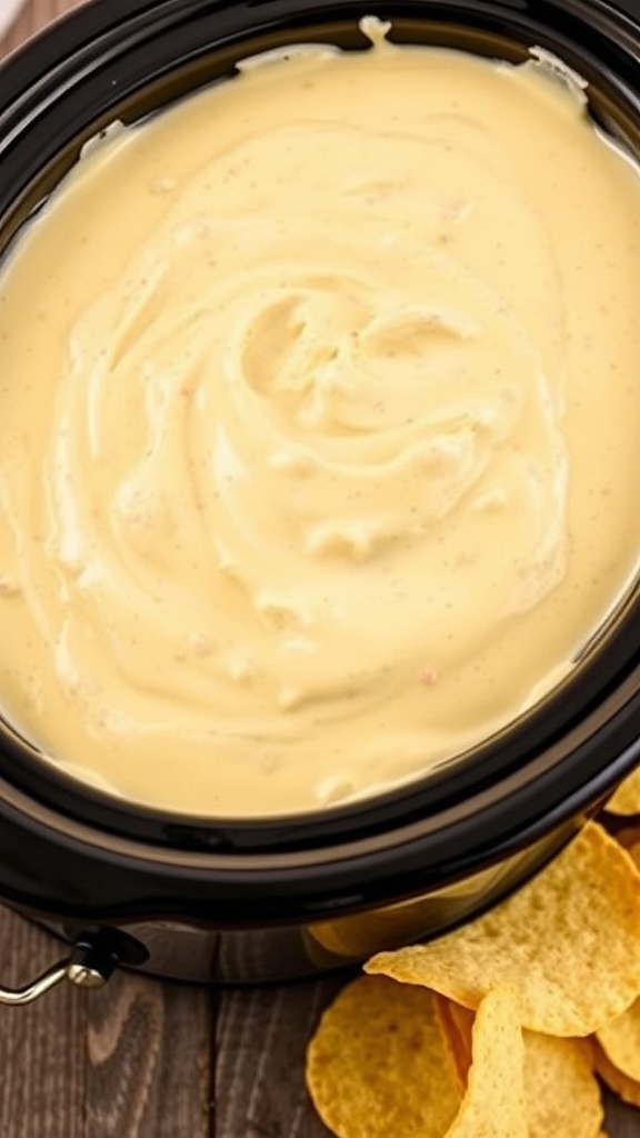 A creamy Velveeta cheese dip served with tortilla chips.