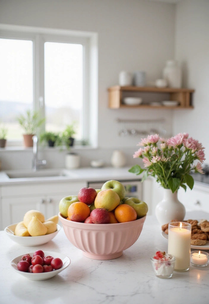 18 Affordable Pink Kitchen Decor Ideas That Look Like a Million Bucks! - 8. Pink Fruit Bowls and Centerpieces