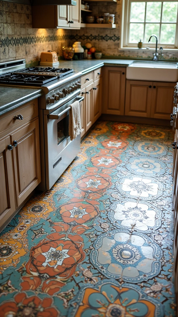 20 Modern Kitchen Tile Flooring Ideas That'll Make a Statement! - 16. Artistic Tile Arrangements