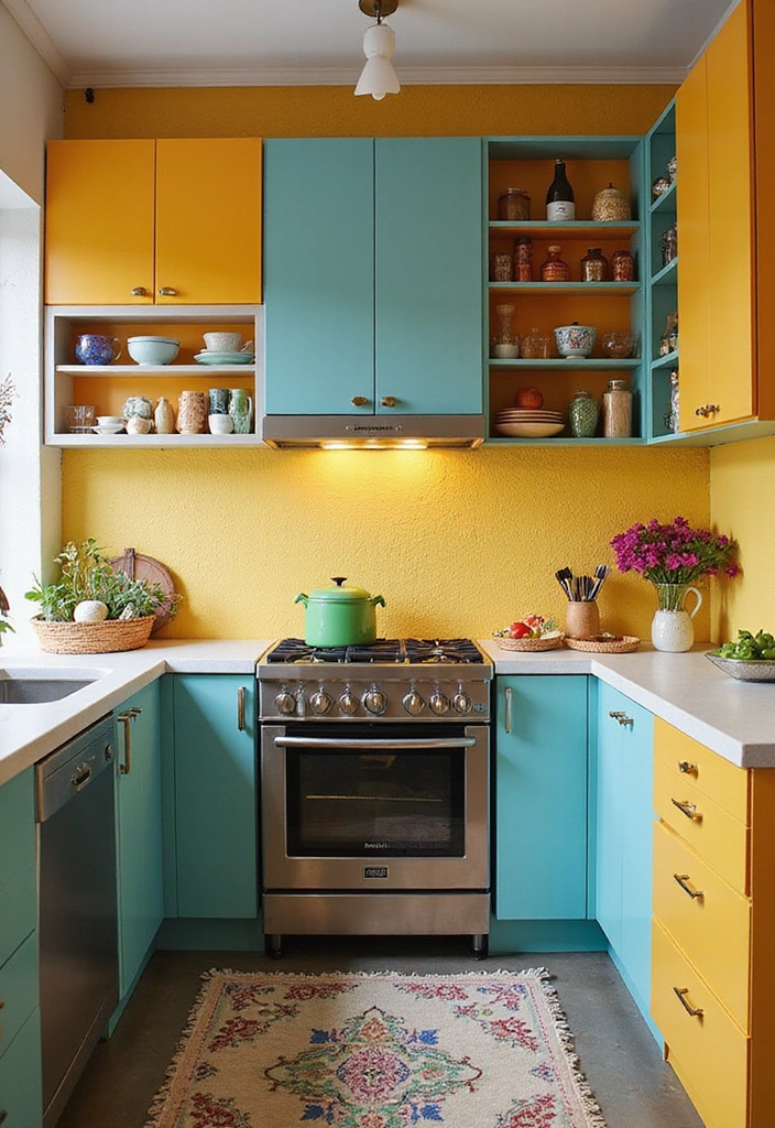 22 Innovative Small Kitchen Layouts That Will Maximize Your Cooking Area! (#11 Is a Must-See!) - 12. Colorful and Playful