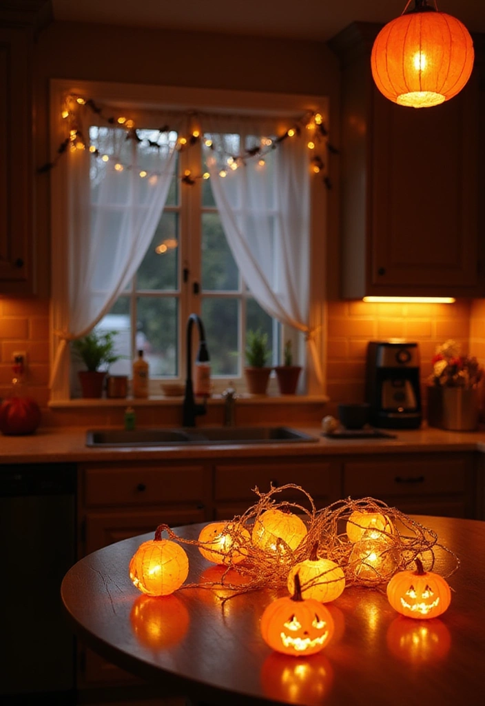 20 Family-Friendly Halloween Kitchen Decor Ideas for a Spooktacular Celebration! - 8. Haunted Kitchen Lighting