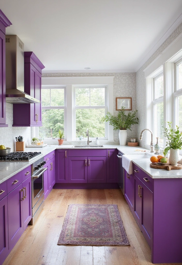20 Eye-Catching Kitchen Cabinet Color Combos for a Modern Look - 20. Vibrant Orchid and Soft White