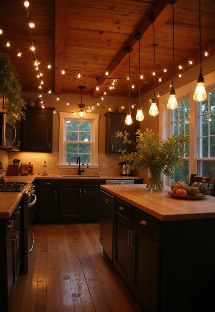 25 Stunning Fall Kitchen Decor Ideas That Will Make You Fall in Love with Autumn! - 7. Warm Lighting Solutions