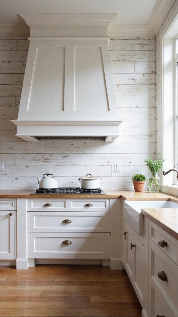 25 Stylish White Kitchen Backsplash Ideas That Will Upgrade Your Space Instantly! - 14. White Reclaimed Wood Panels