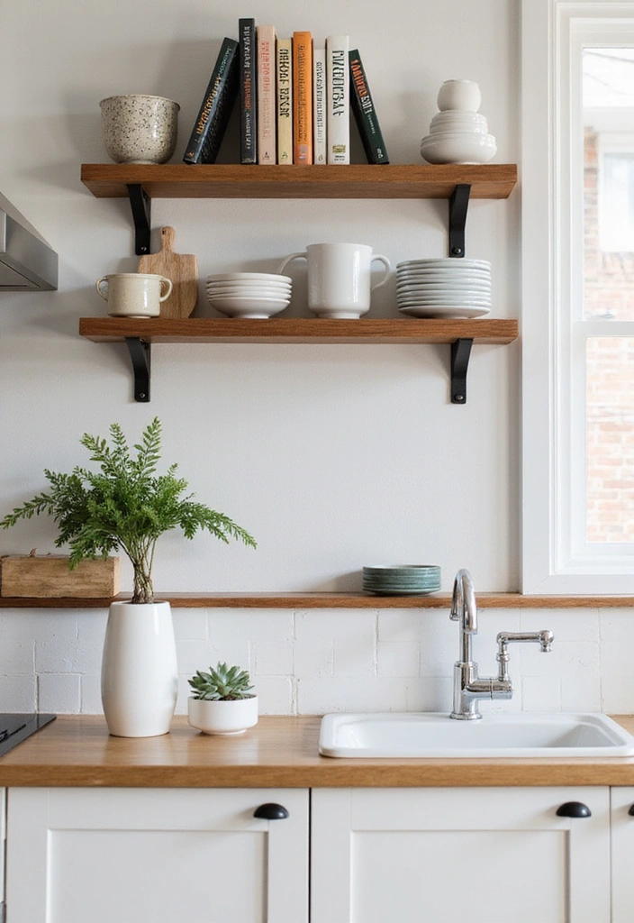 29 Trendy Kitchen Counter Styling Ideas You Can Steal Right Now! - 11. Utilize Vertical Space with Shelves