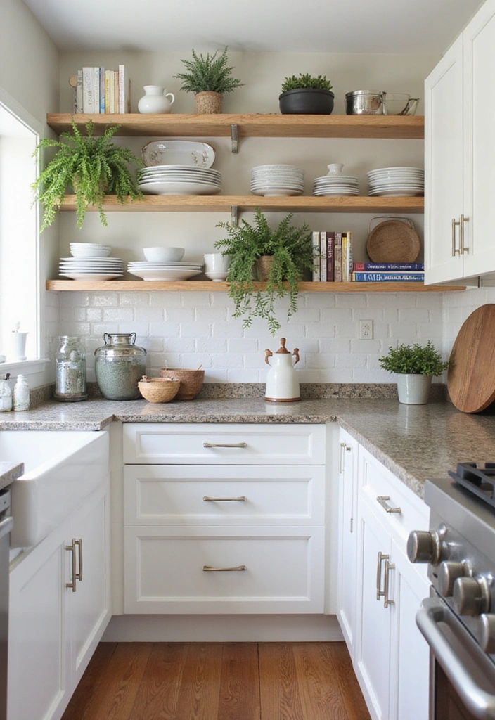 20 Functional Kitchen Layouts for Small Spaces You Need to See! - 13. The Open Shelf Revolution