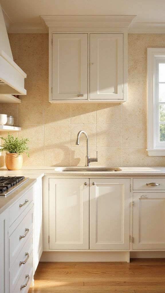 15 Elegant Neutral Kitchen Backsplashes That'll Make You Rethink Your Design! - 5. Glossy Cream Tiles