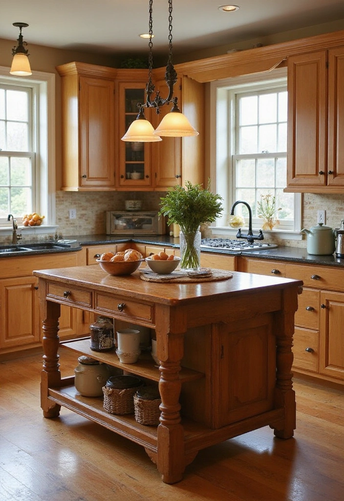 20 Antique Kitchen Islands That Will Make You Fall in Love with Vintage Decor! - 12. Antique Island with a Drop Leaf