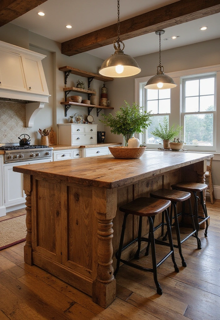 25 Stunning Rustic Farmhouse Kitchen Islands You’ll Wish You Had! - 1. Reclaimed Wood Elegance