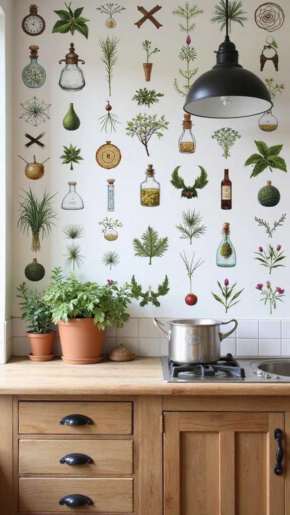 15 Enchanting Witchy Kitchen Ideas That Will Make You Feel Like a Spellcaster! - 12. Thematic Wall Decals: Mystical Touches