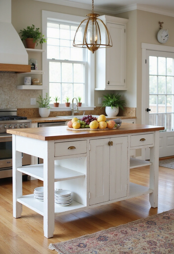 25 Stunning Rustic Farmhouse Kitchen Islands You’ll Wish You Had! - 2. Farmhouse Chic with Whitewash