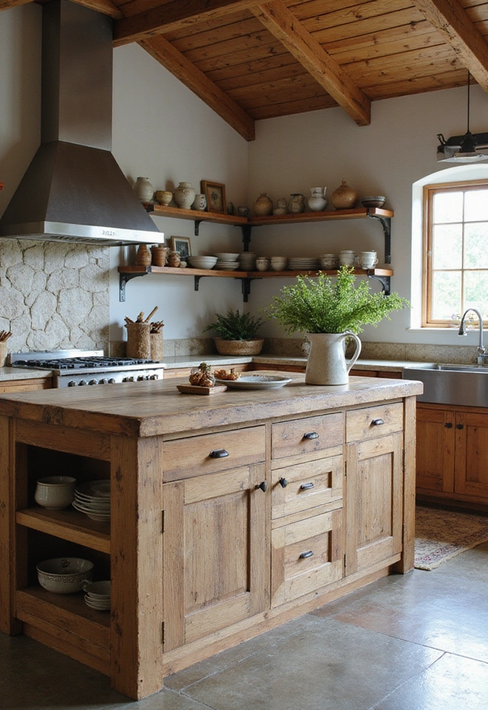 25 Stunning Rustic Farmhouse Kitchen Islands You’ll Wish You Had! - 15. Natural Textures and Materials