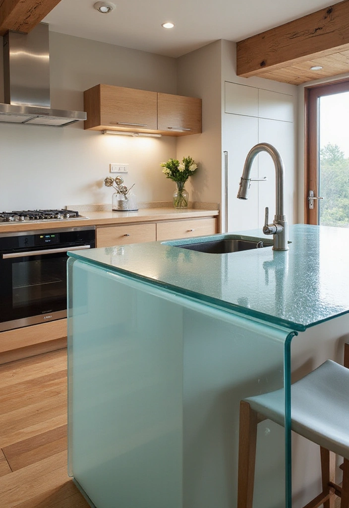 20 Stunning Modern Kitchen Islands That Prove Function Can Be Beautiful! - 17. The Elegant Glass Island