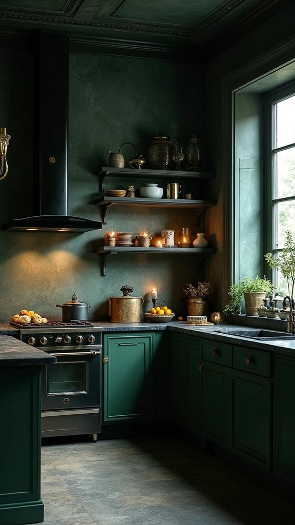 15 Enchanting Witchy Kitchen Ideas That Will Make You Feel Like a Spellcaster! - 8. Dark and Moody Color Palette: Dramatic Flair
