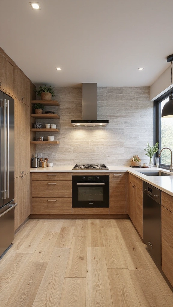 20 Modern Kitchen Tile Flooring Ideas That'll Make a Statement! - 13. Wood-Look Tiles