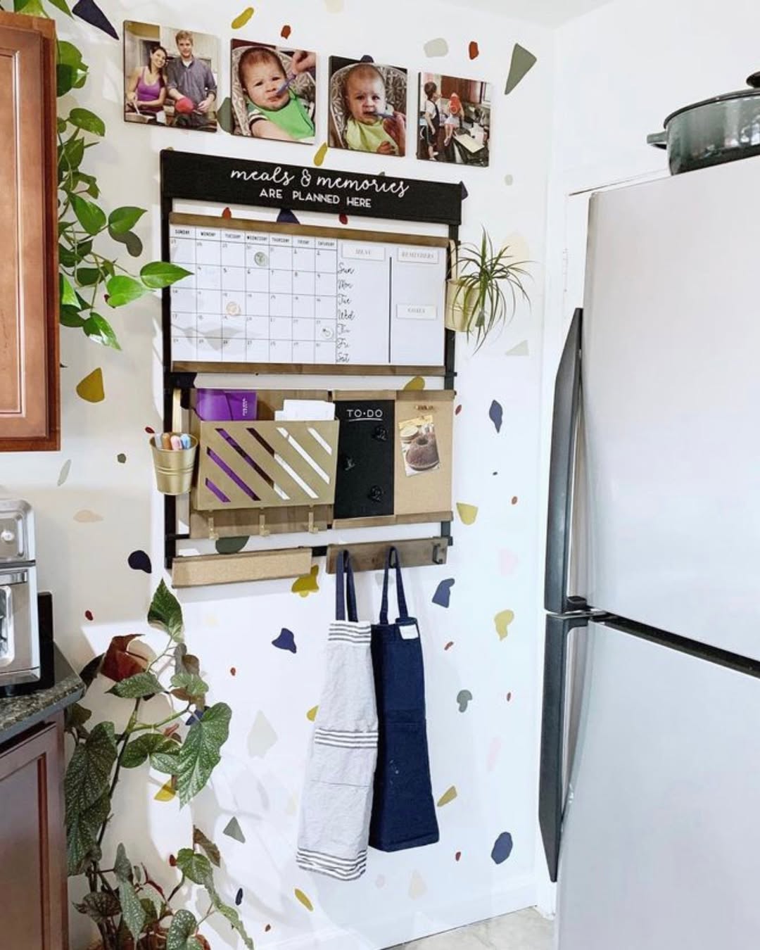 22 Chic Kitchen Command Center Designs for a Modern and Sleek Look! - 19. Creative Command Center with Hooks