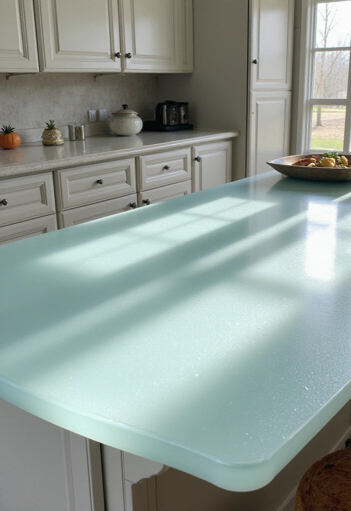 The Complete Guide to Kitchen Countertop Materials: Combining Durability and Aesthetics - Glass: Futuristic and Fresh