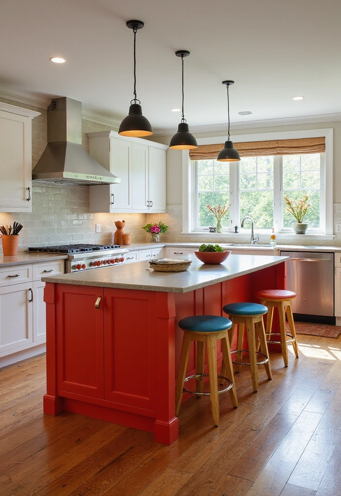 20 Stunning Modern Kitchen Islands That Prove Function Can Be Beautiful! - 2. The Bold Color Pop