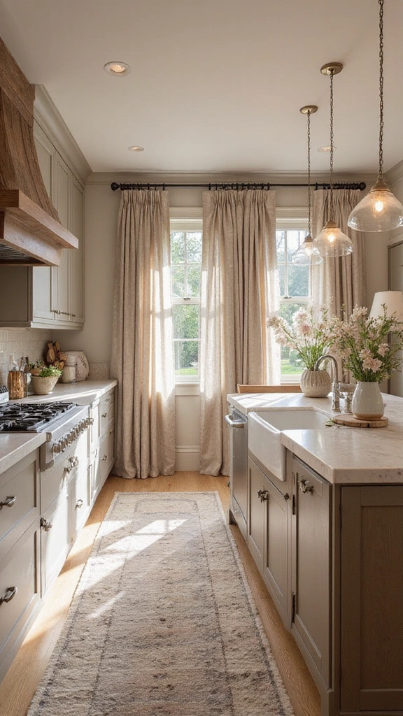 20 Modern Kitchen Ideas in Neutral Colors That Feel Effortlessly Elegant! - 11. Soft Taupe Tones with Textured Fabrics