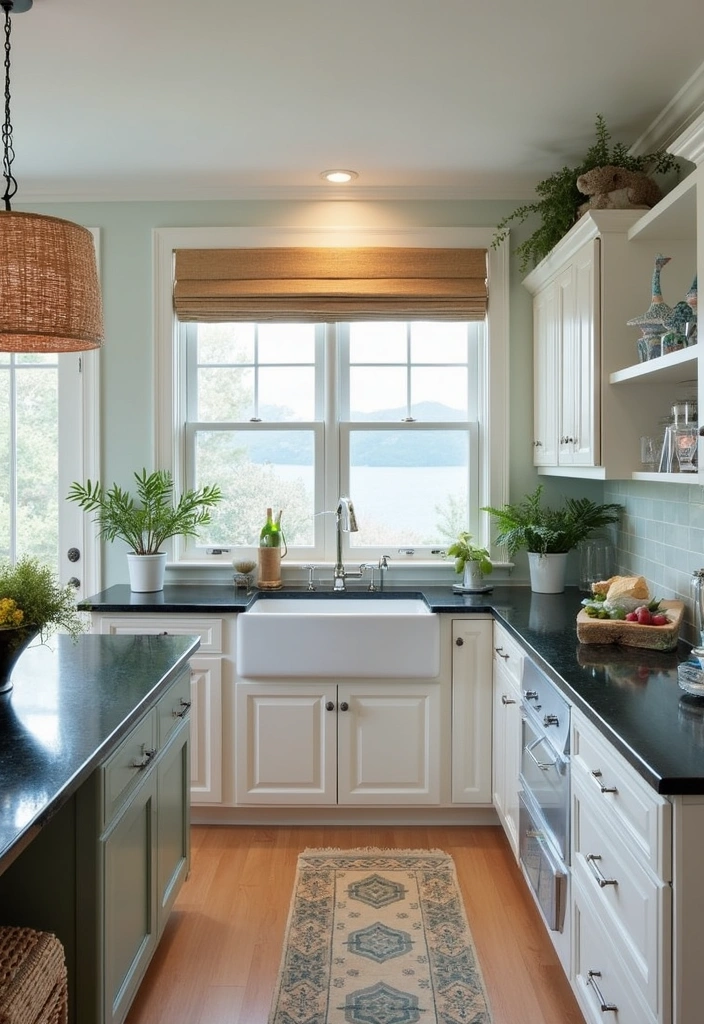 20 Jaw-Dropping Kitchen Interiors with Black Granite Tops That Redefine Elegance! - 10. Coastal Vibes with Black Granite