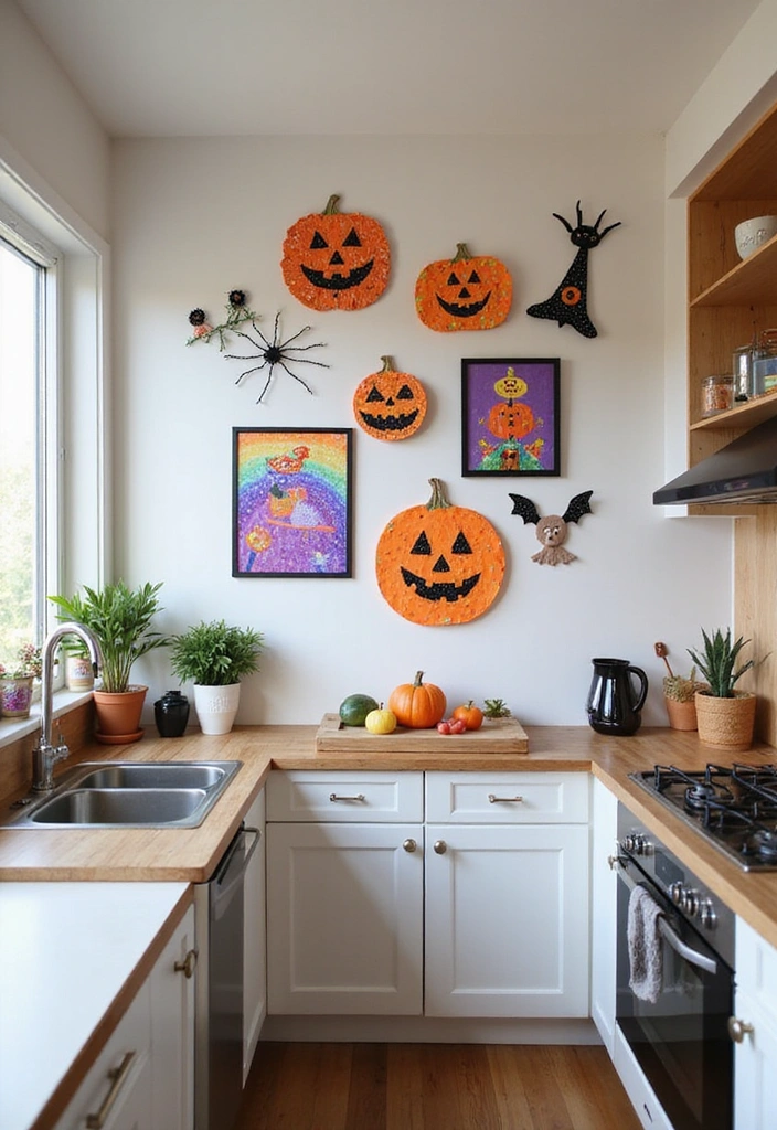 20 Family-Friendly Halloween Kitchen Decor Ideas for a Spooktacular Celebration! - 7. Whimsical Halloween Artwork