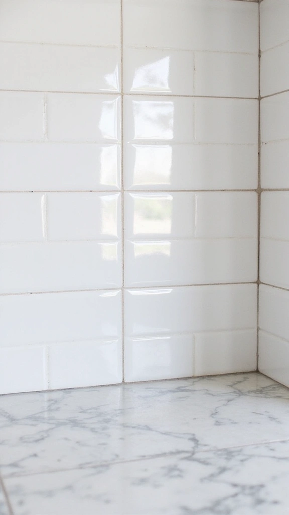 25 Stylish White Kitchen Backsplash Ideas That Will Upgrade Your Space Instantly! - 17. White Ceramic Tiles with Glossy Finish