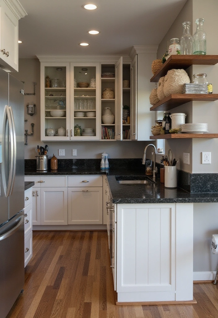 20 Jaw-Dropping Kitchen Interiors with Black Granite Tops That Redefine Elegance! - 20. Innovative Storage Solutions with Black Granite