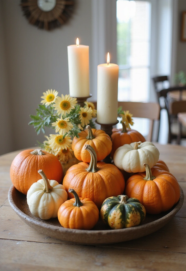 20 Fall Kitchen Decor Accents That Bring Warmth to Your Home (You’ll Love #11!) - 11. Seasonal Centerpiece Displays