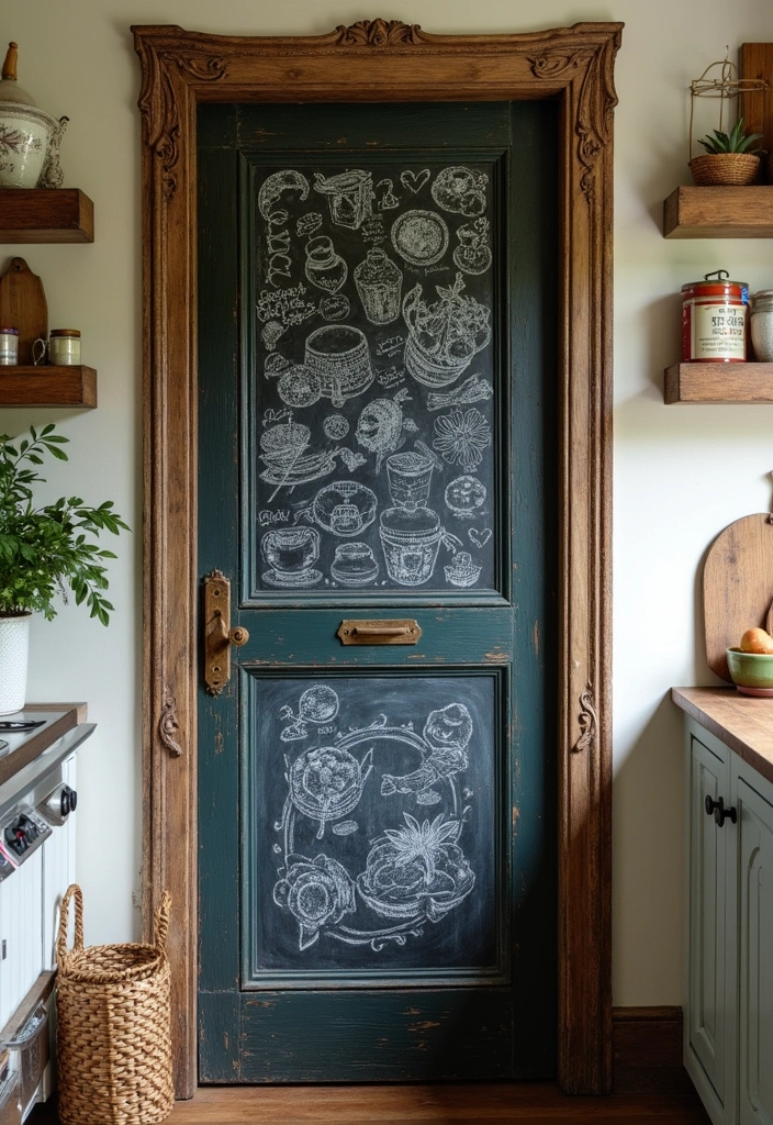20 Apothecary Aesthetic Kitchen Ideas That'll Transform Your Cooking Space! - 7. Chalkboard Pantry Doors