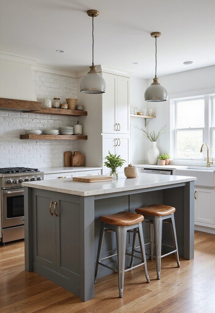 25 Stunning Rustic Farmhouse Kitchen Islands You’ll Wish You Had! - 16. Farmhouse Style with a Modern Twist