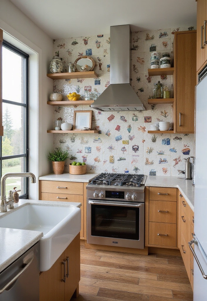 20 Eye-Catching Modern Kitchen Backsplashes to Inspire Your Remodel - 18. Tiled Photo Wall