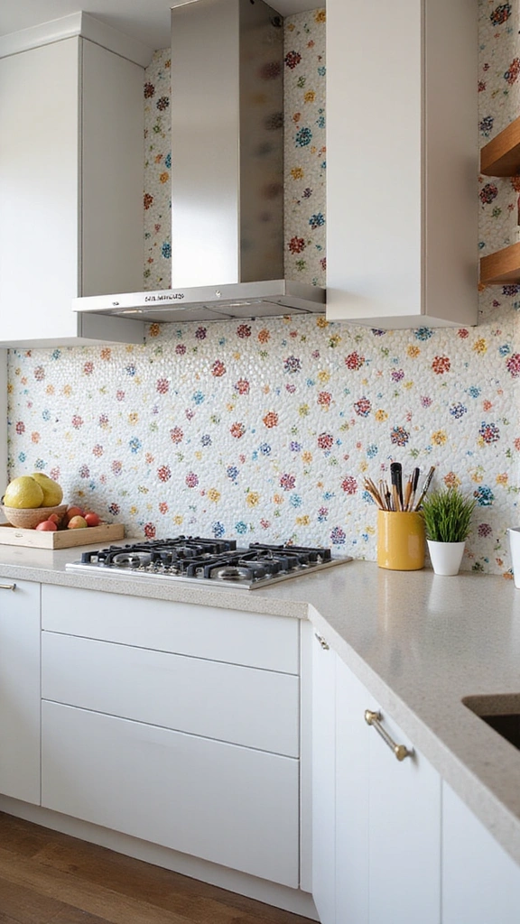 25 Stylish White Kitchen Backsplash Ideas That Will Upgrade Your Space Instantly! - 23. White Mosaic Glass Tiles