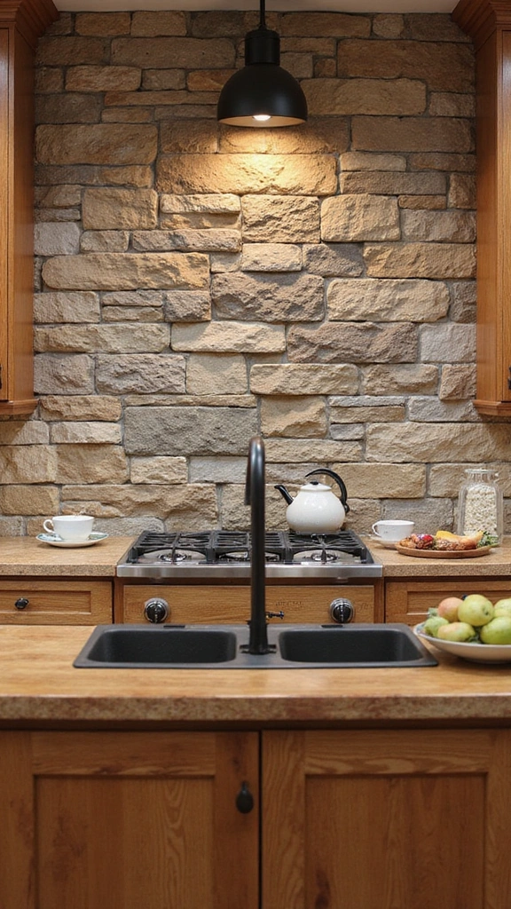 15 Elegant Neutral Kitchen Backsplashes That'll Make You Rethink Your Design! - 4. Textured Stone Panels