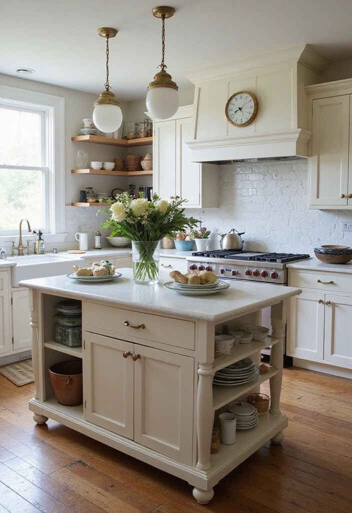20 Antique Kitchen Islands That Will Make You Fall in Love with Vintage Decor! - 19. Rustic Island with Vintage Appliances