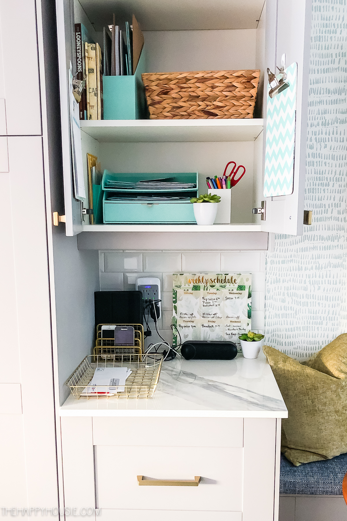 22 Chic Kitchen Command Center Designs for a Modern and Sleek Look! - 2. Smart Cabinet Command Center