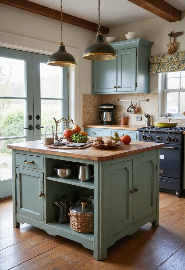 20 Antique Kitchen Islands That Will Make You Fall in Love with Vintage Decor! - 14. Multi-functional Prep Station