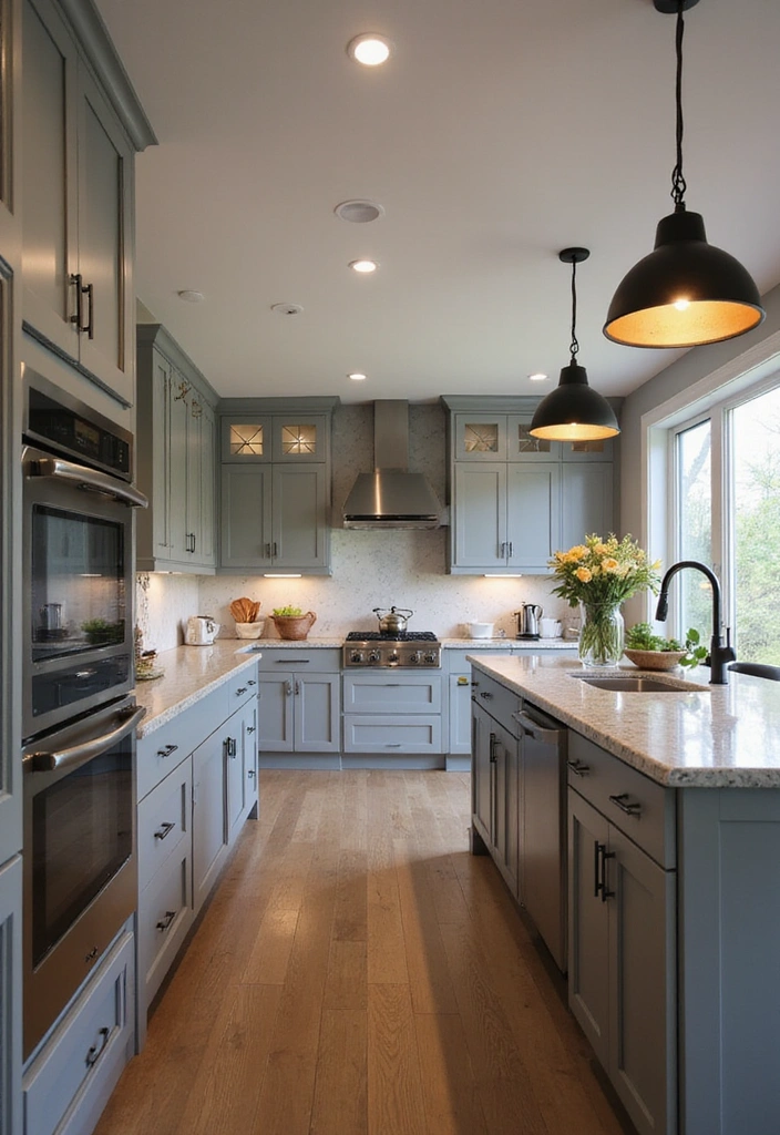 20 Sleek Kitchens with Built-In Appliances That Blend Beautifully - 12. Statement Lighting