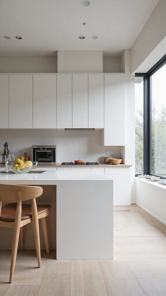 20 Beautiful Modern Minimalist Kitchen Ideas for a Clutter-Free Look - 10. Create Zones for Cooking and Dining