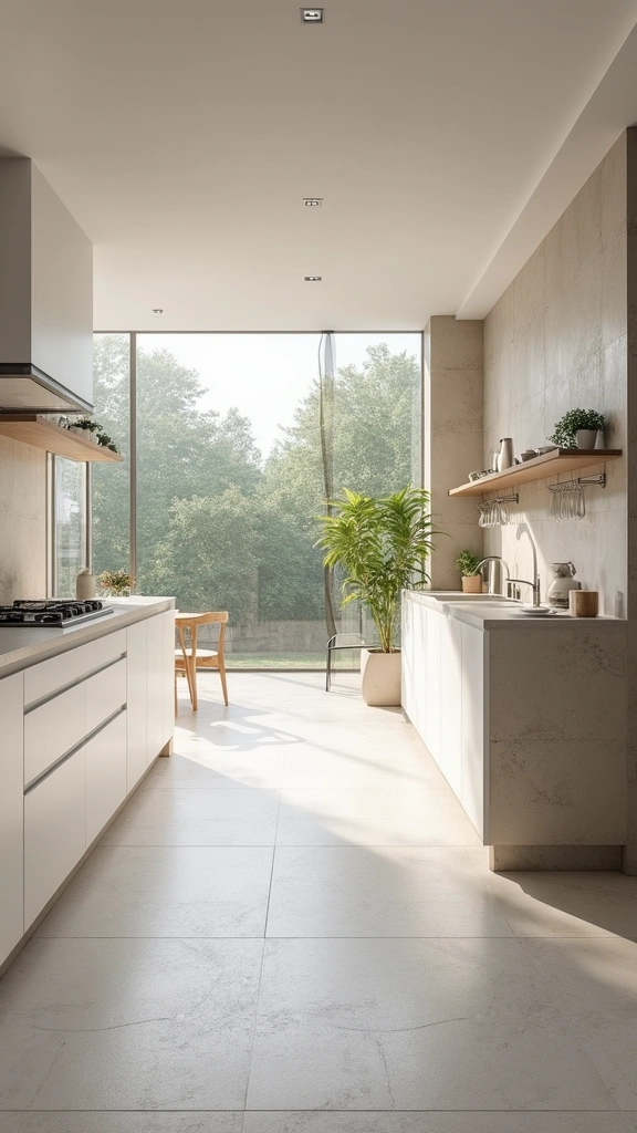 20 Modern Kitchen Tile Flooring Ideas That'll Make a Statement! - 6. Large Format Tiles