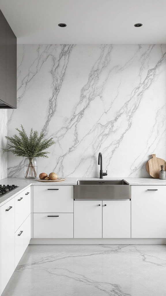 25 Stylish White Kitchen Backsplash Ideas That Will Upgrade Your Space Instantly! - 4. White Marble Slabs