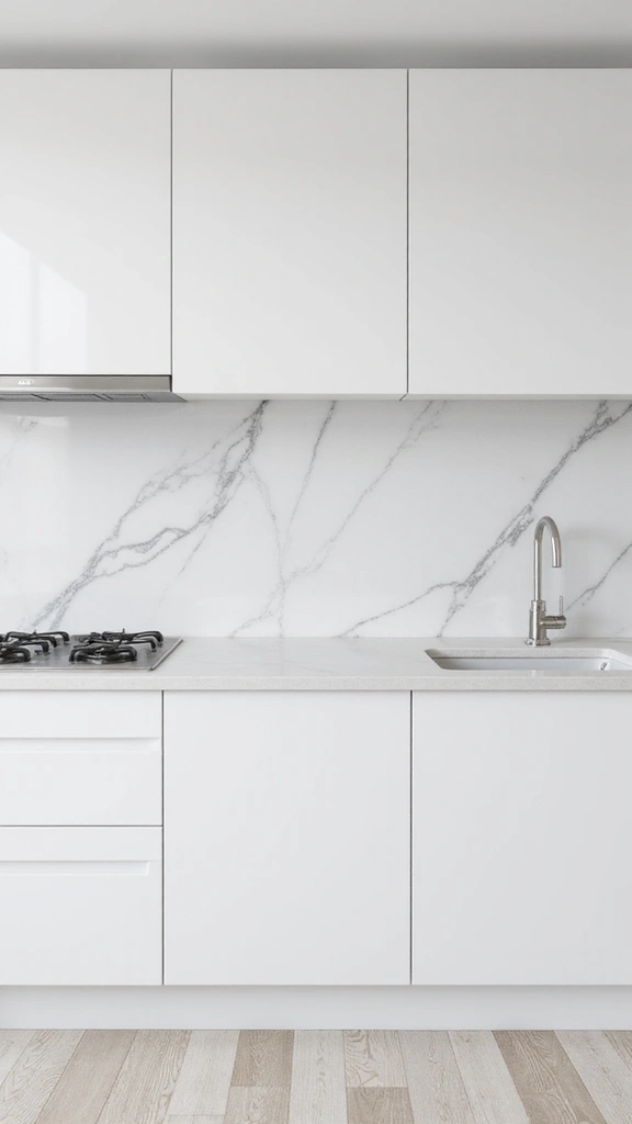 25 Stylish White Kitchen Backsplash Ideas That Will Upgrade Your Space Instantly! - 13. White Glossy Laminate Panels