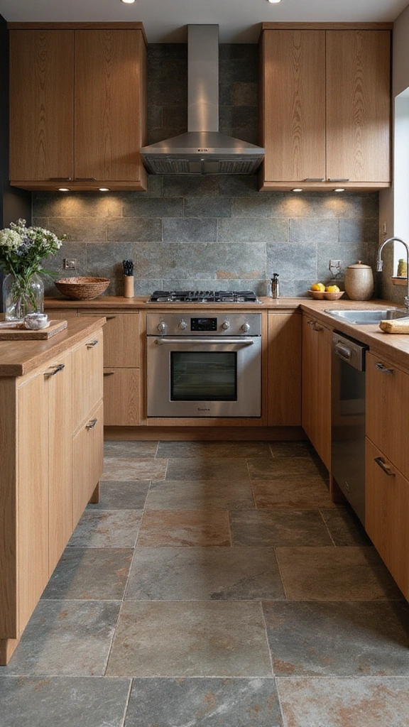 15 Elegant Neutral Kitchen Backsplashes That'll Make You Rethink Your Design! - 11. Natural Slate Tiles