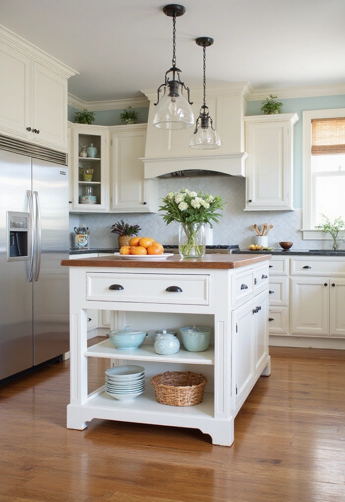 20 Antique Kitchen Islands That Will Make You Fall in Love with Vintage Decor! - 8. Timeless Classic White