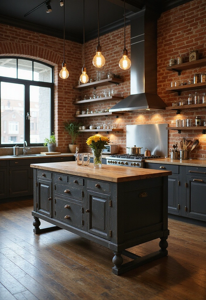 20 Antique Kitchen Islands That Will Make You Fall in Love with Vintage Decor! - 5. Industrial Chic