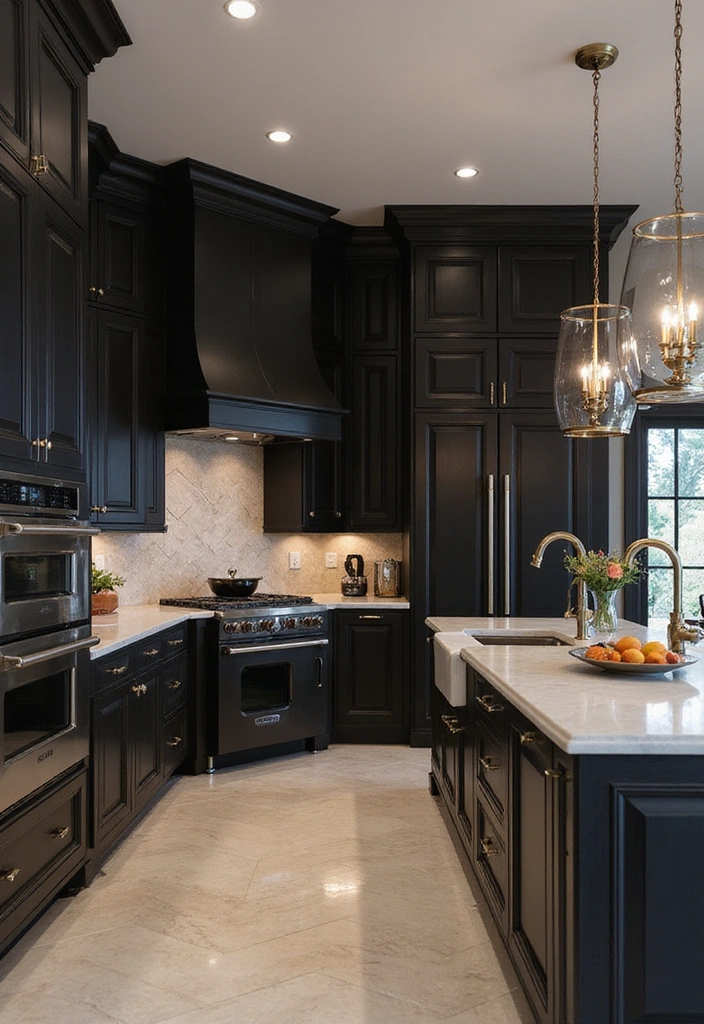 20 Sleek Kitchens with Built-In Appliances That Blend Beautifully - 7. Luxurious High-Contrast Designs
